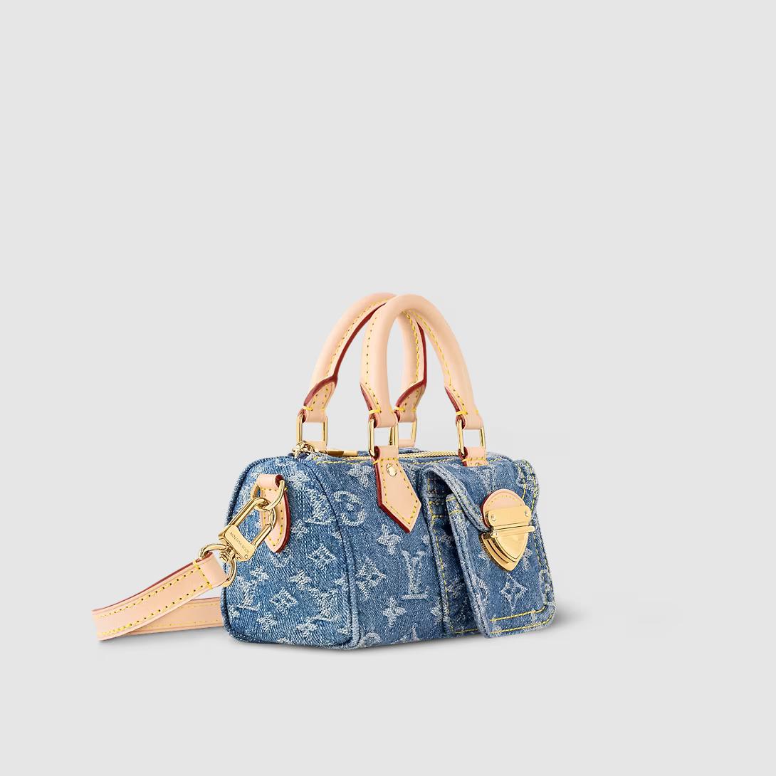 Túi Louis Vuitton Nano Speedy Monogram Denim Nữ Xanh Dương